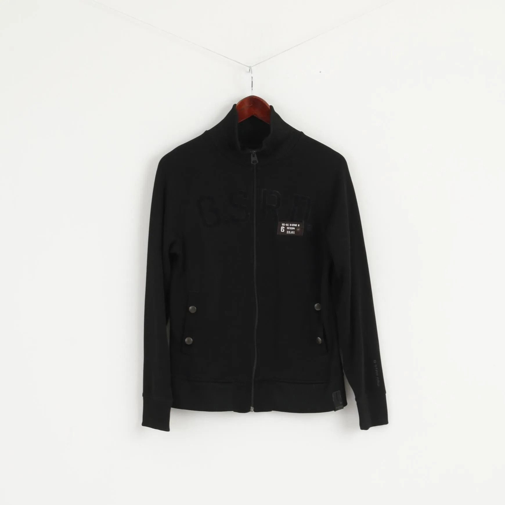 G-STAR RAW Women M Sweatshirt Black Zip Up Fitted Trainer Cardigan Top