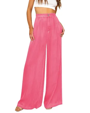 GRAPENT Womens Jeans Y2K Jeans Pull On Jeans for Women Wide Leg Jeans High Rise Jeans for Women High Waisted Jeans Bell Bottom Jeans Jeans Women Color Hot Pink Size XXL XX-Large Size 20 Size 22
