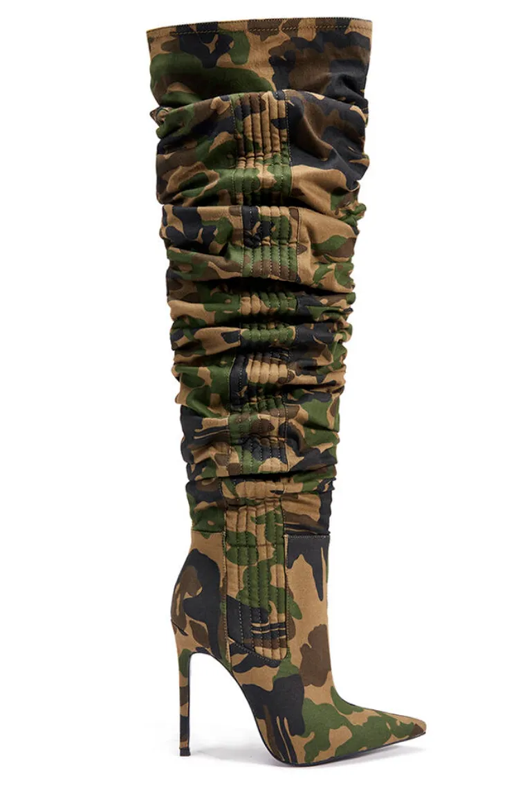 Greer Over the Knee Camo Boots