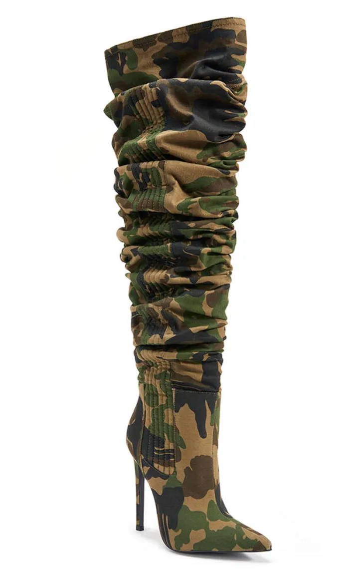 Greer Over the Knee Camo Boots