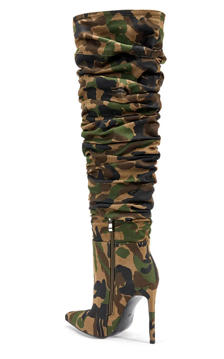 Greer Over the Knee Camo Boots