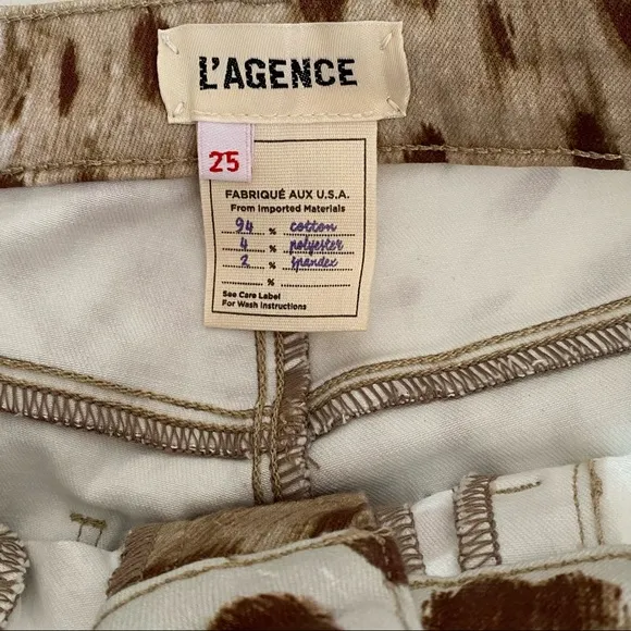 L’AGENCE COTTON BLEND MARGOT ANAIS PRINT MID RISE SKINNY JEANS SIZE 25