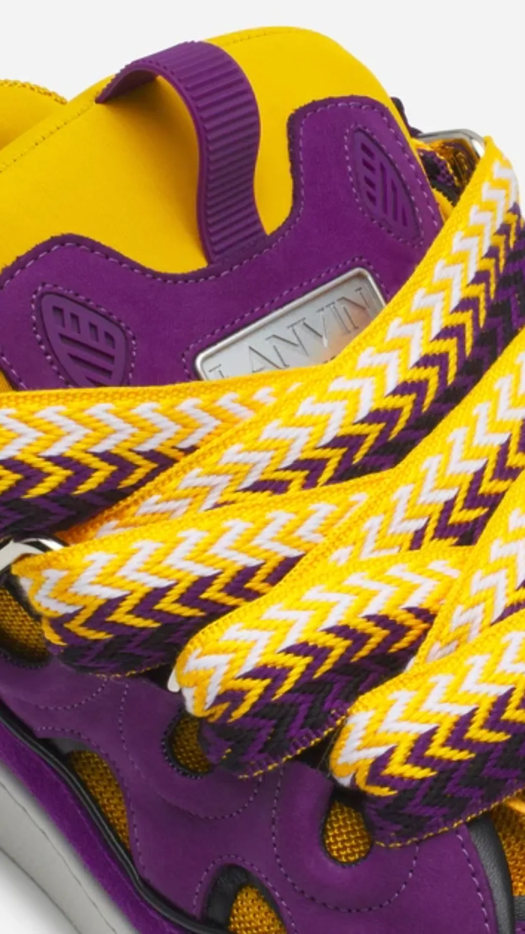LEATHER CURB SNEAKERS (PURPLE/YELLOW)