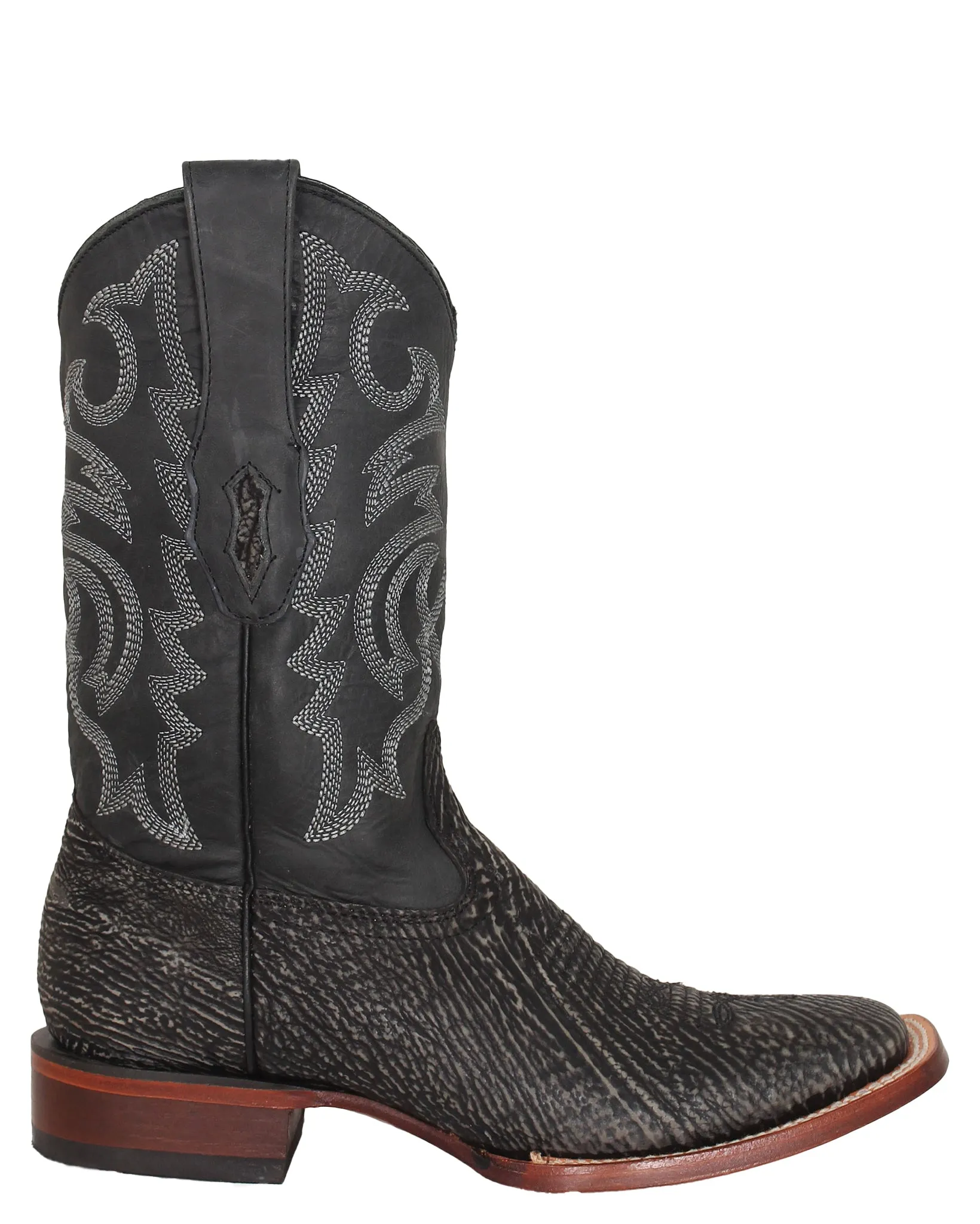 Los Altos Rustic Black Shark Skin Western Boots