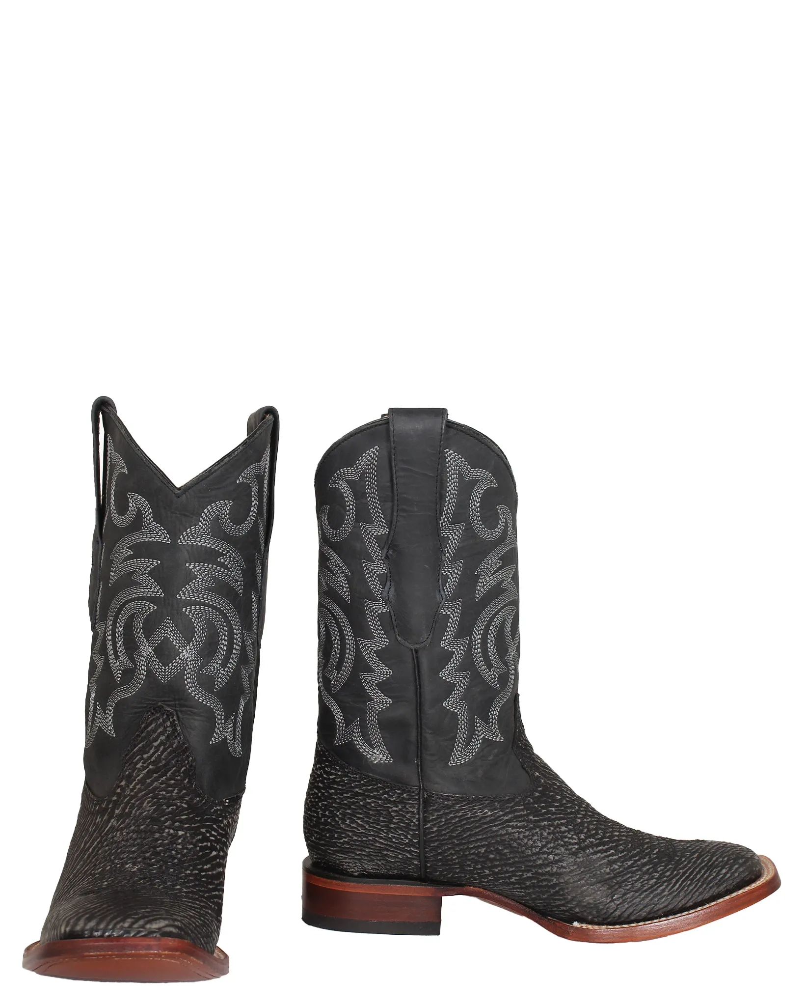 Los Altos Rustic Black Shark Skin Western Boots