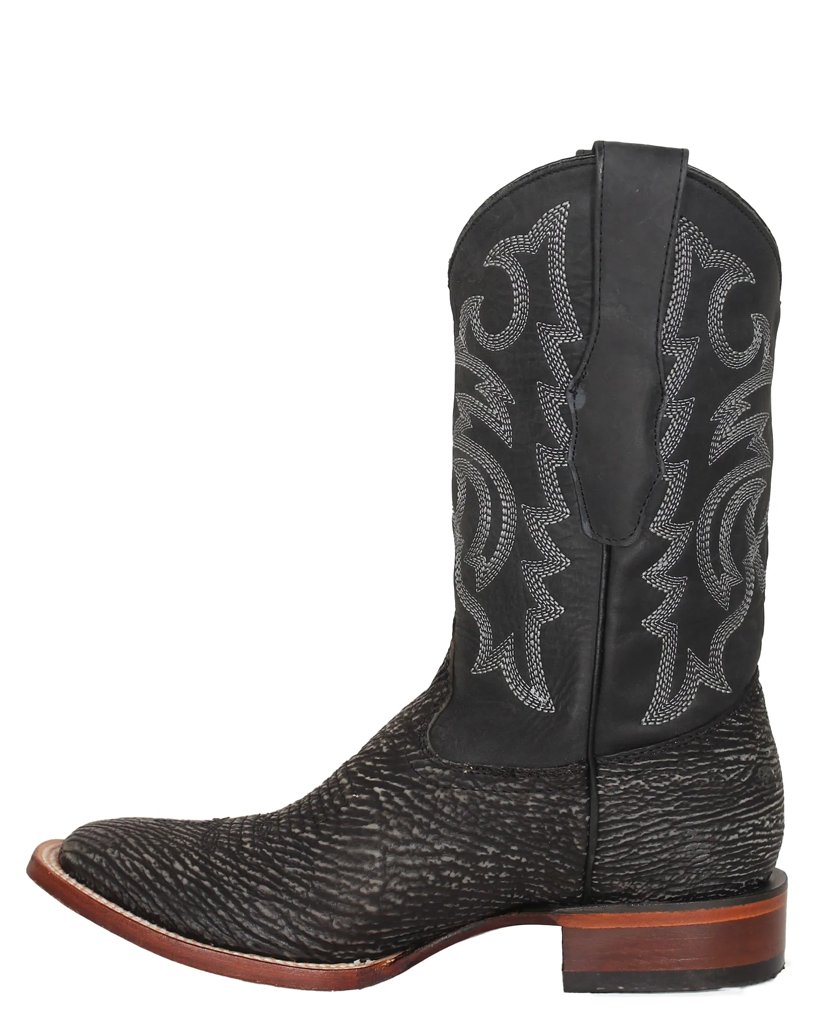 Los Altos Rustic Black Shark Skin Western Boots
