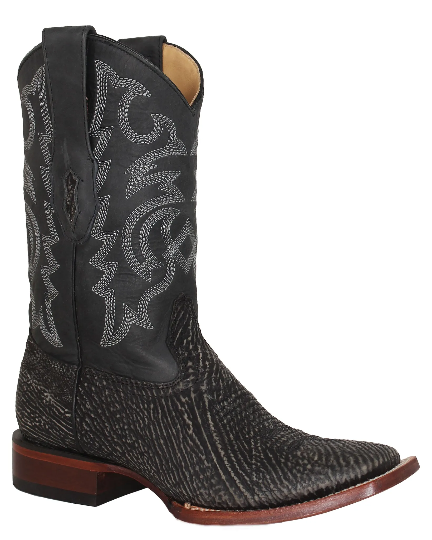 Los Altos Rustic Black Shark Skin Western Boots