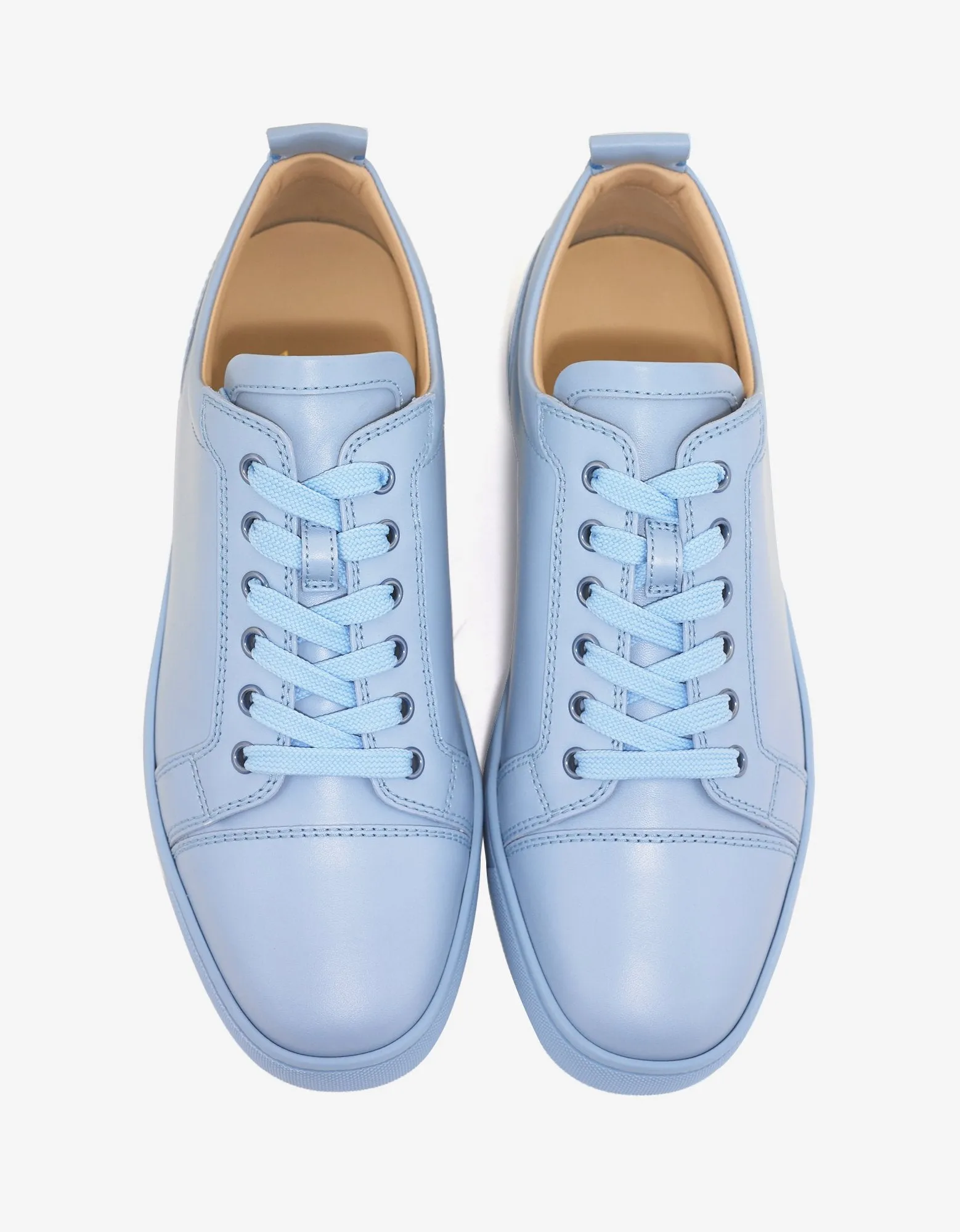 Louis Junior Flat Sky Blue Leather Trainers