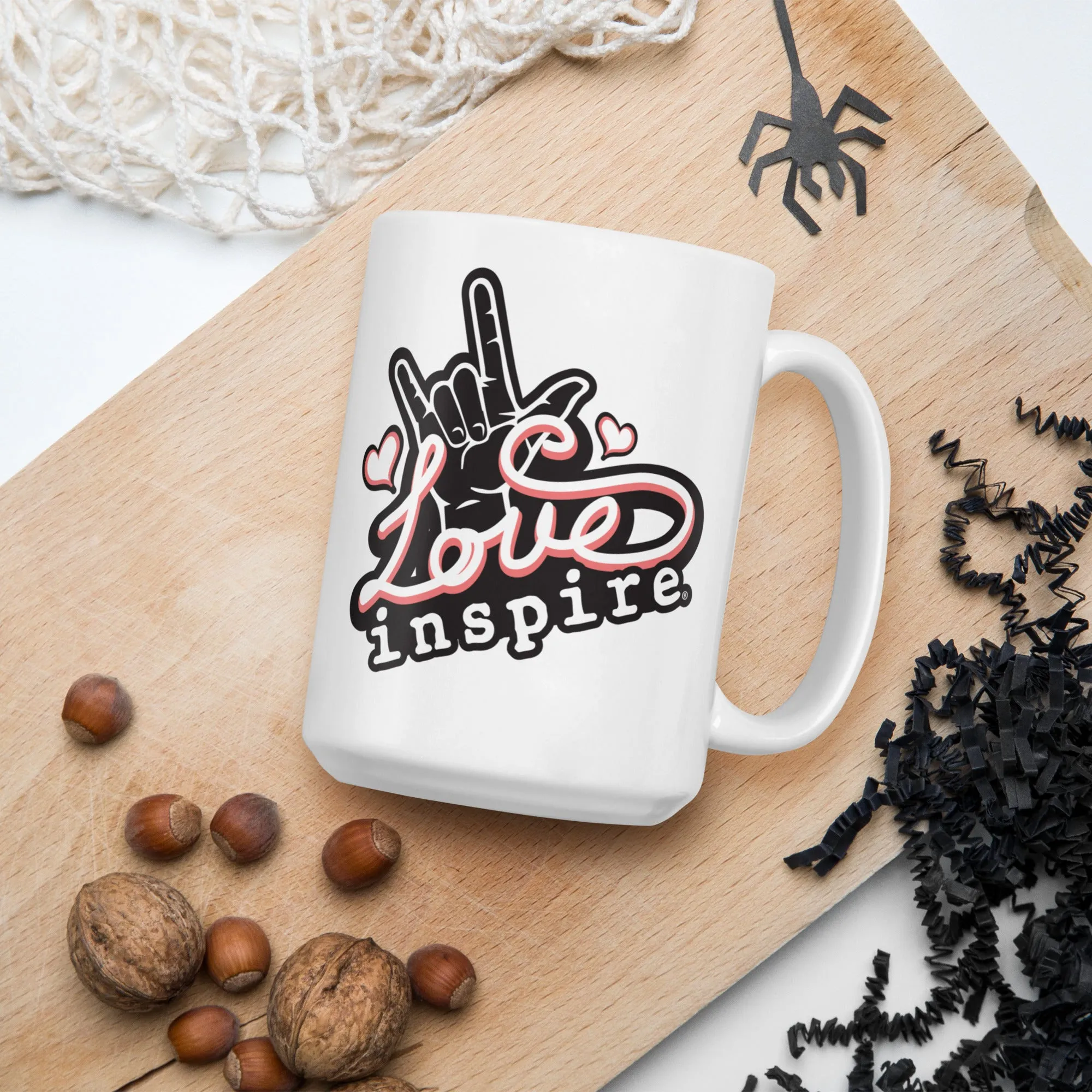 Love inspire White glossy mug