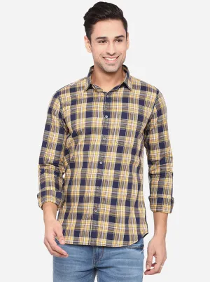 Mellow Yellow Checked Slim Fit Semi Casual Shirt | JadeBlue