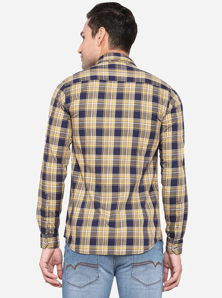 Mellow Yellow Checked Slim Fit Semi Casual Shirt | JadeBlue