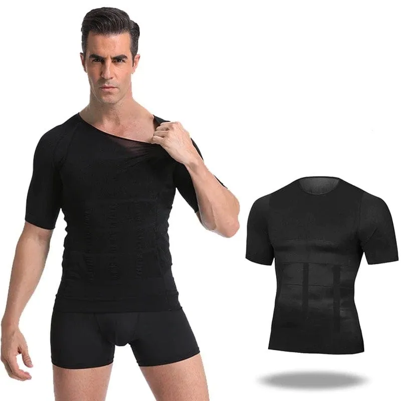 Men Seamless Toning Abs Compression Body Shaper T-Shirt