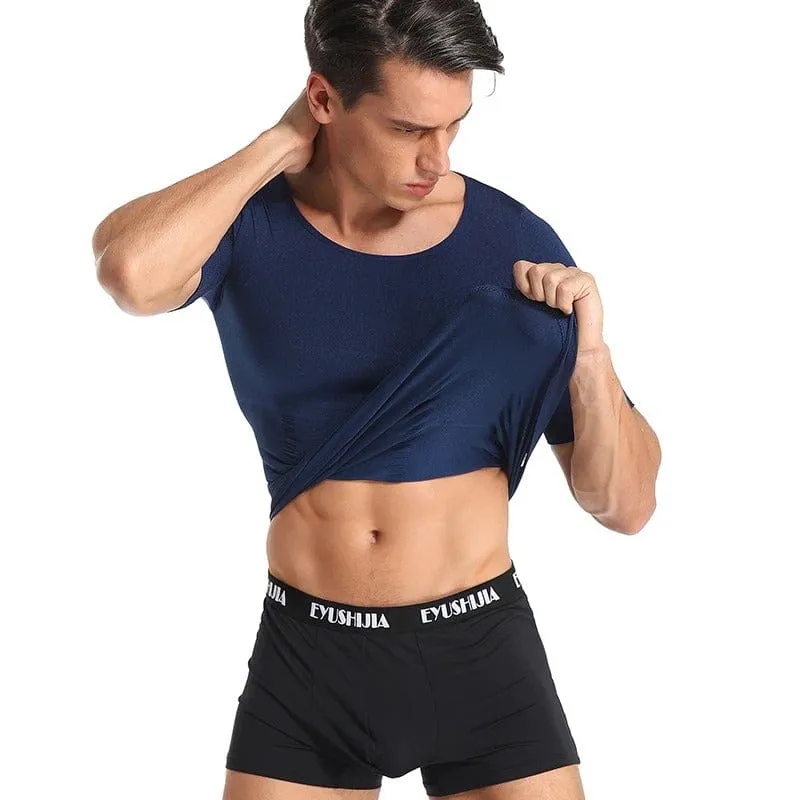 Men Seamless Toning Abs Compression Body Shaper T-Shirt
