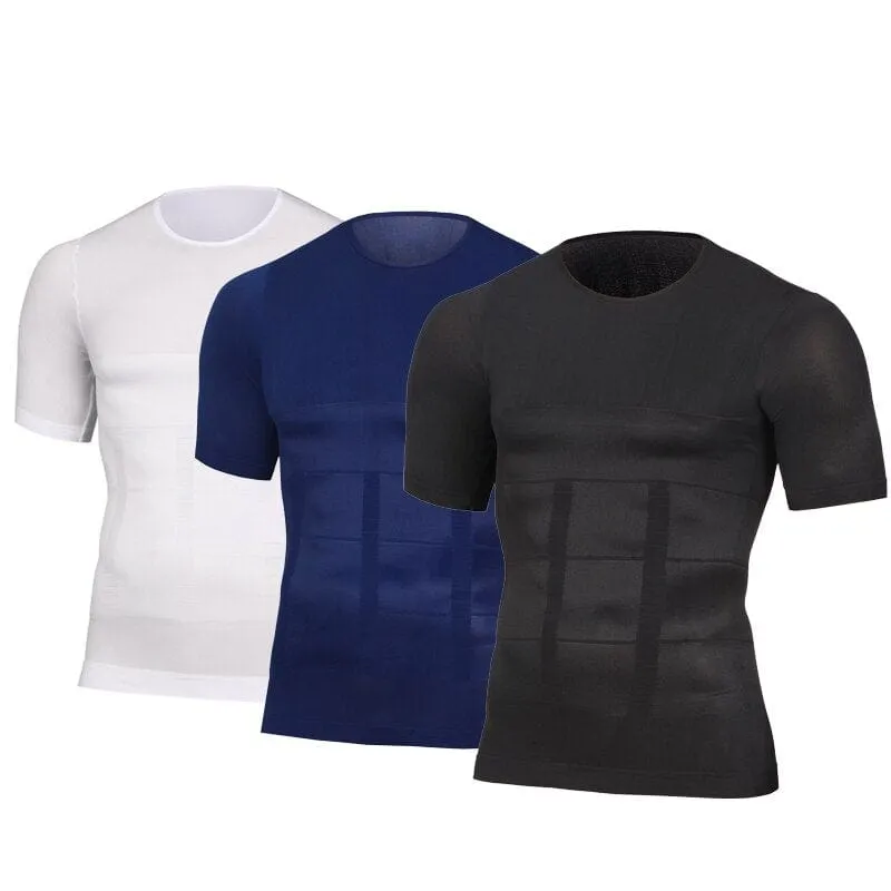 Men Seamless Toning Abs Compression Body Shaper T-Shirt