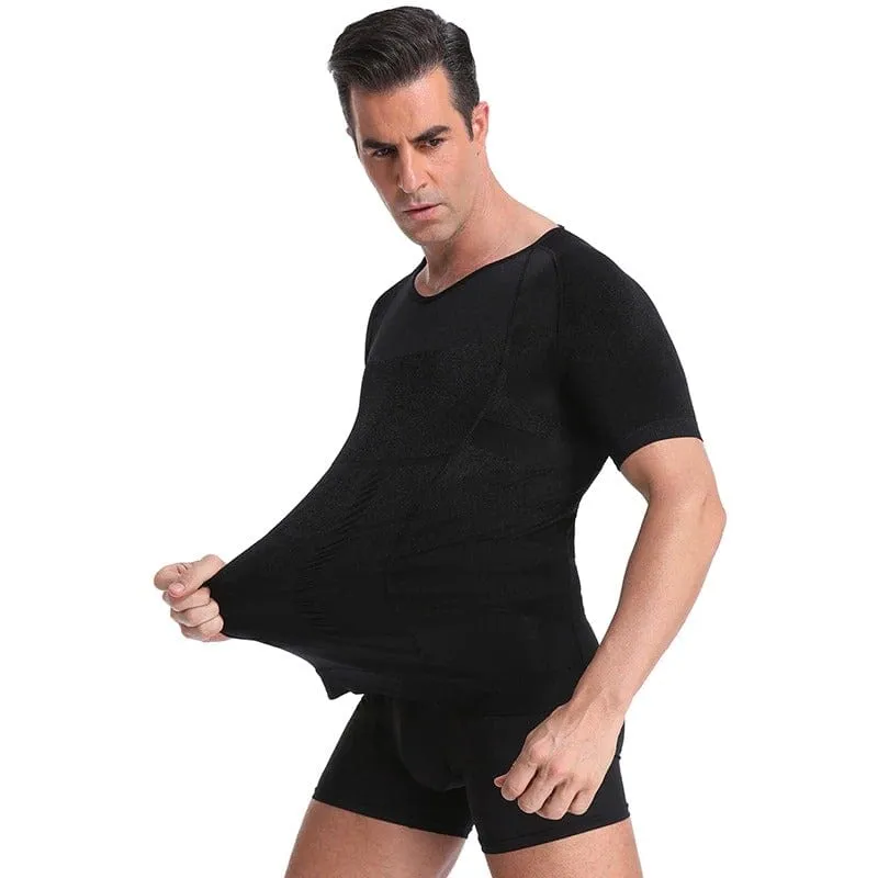 Men Seamless Toning Abs Compression Body Shaper T-Shirt