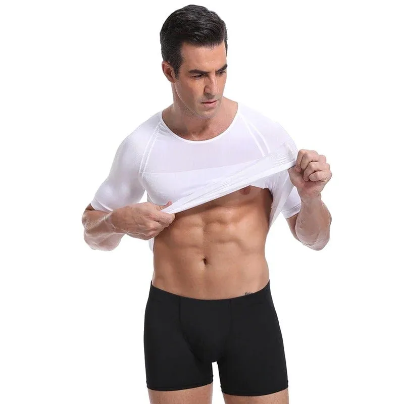 Men Seamless Toning Abs Compression Body Shaper T-Shirt