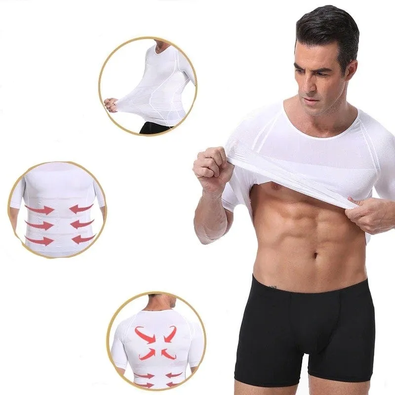 Men Seamless Toning Abs Compression Body Shaper T-Shirt