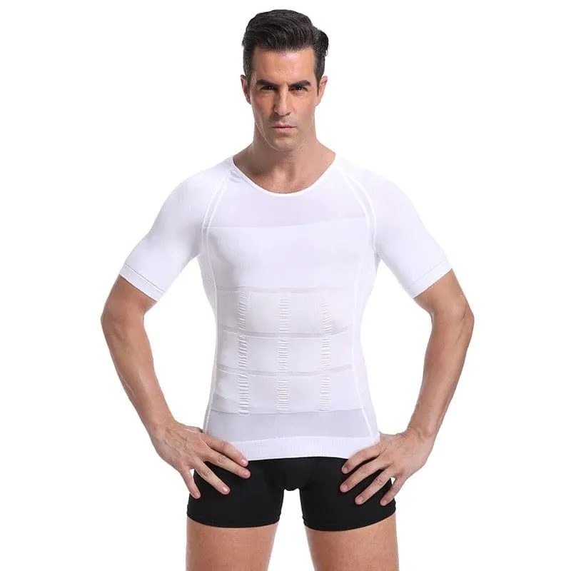 Men Seamless Toning Abs Compression Body Shaper T-Shirt