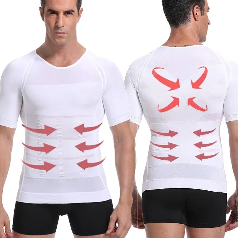 Men Seamless Toning Abs Compression Body Shaper T-Shirt