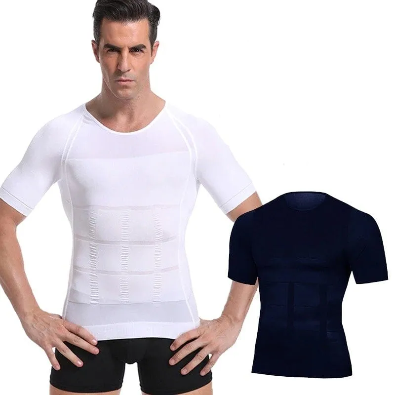 Men Seamless Toning Abs Compression Body Shaper T-Shirt