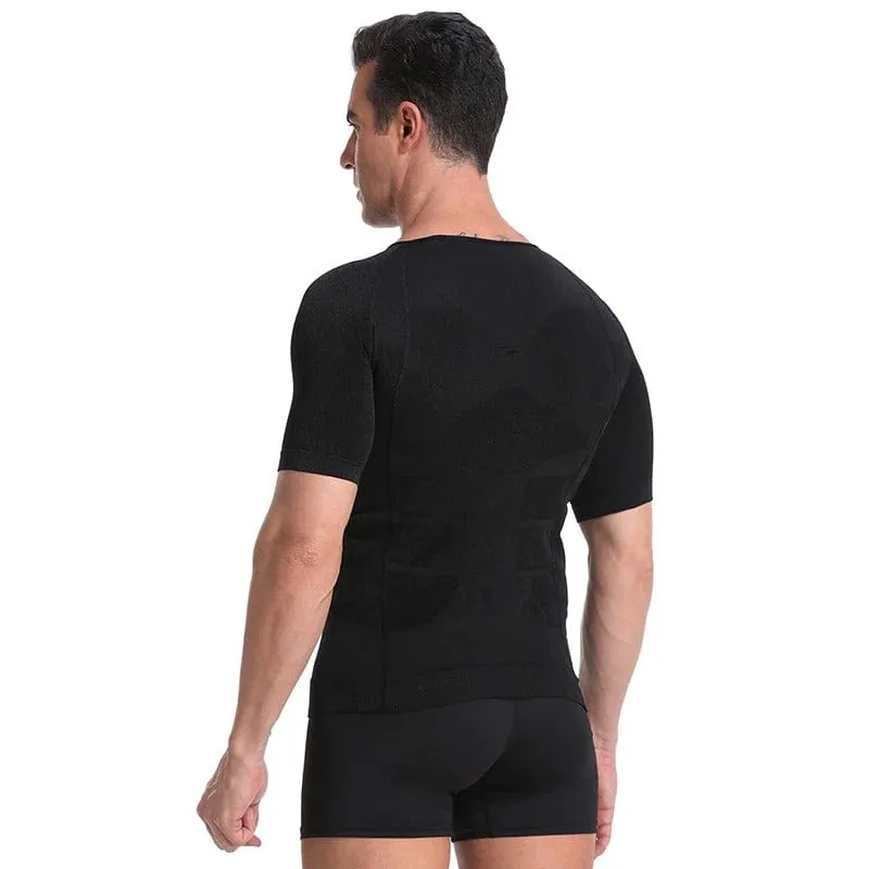 Men Seamless Toning Abs Compression Body Shaper T-Shirt