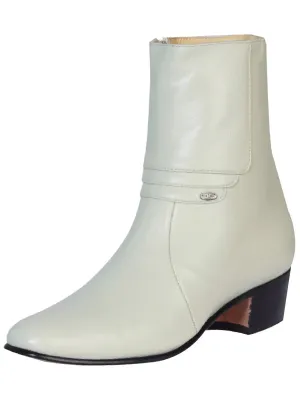 Men's Goat Leather Side Zipper Classic Dress Ankle Boots 'El Besserro' Bone 200