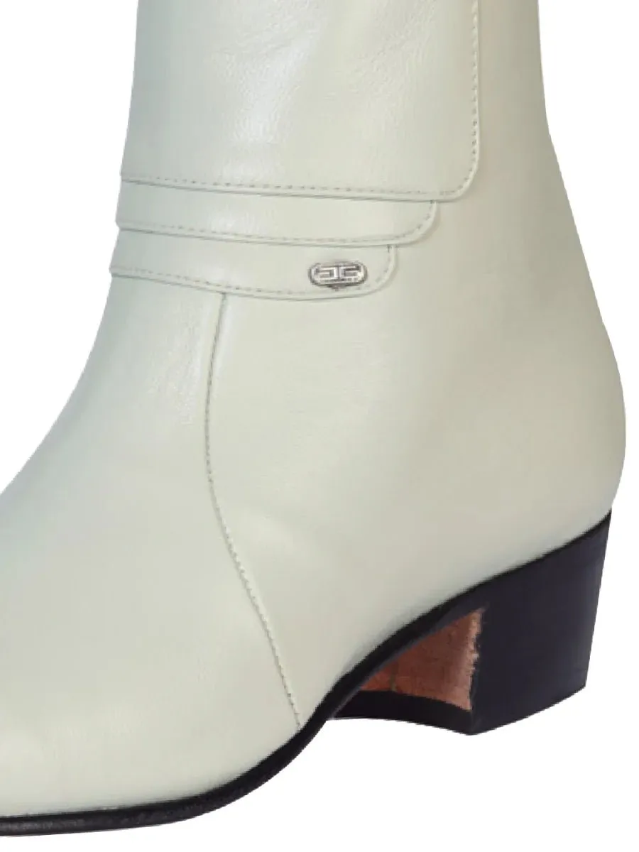 Men's Goat Leather Side Zipper Classic Dress Ankle Boots 'El Besserro' Bone 200