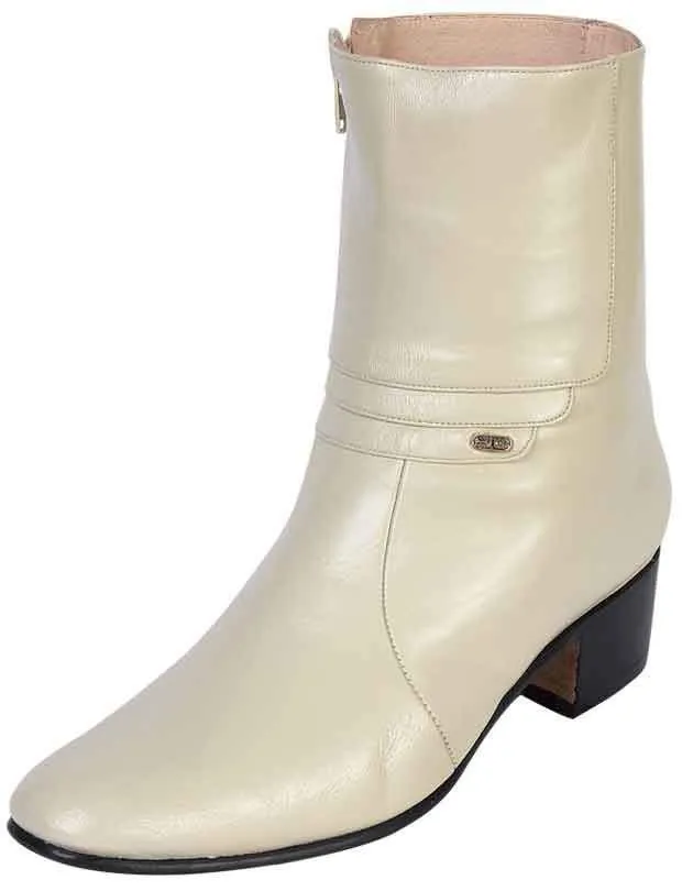 Men's Goat Leather Side Zipper Classic Dress Ankle Boots 'El Besserro' Bone 200