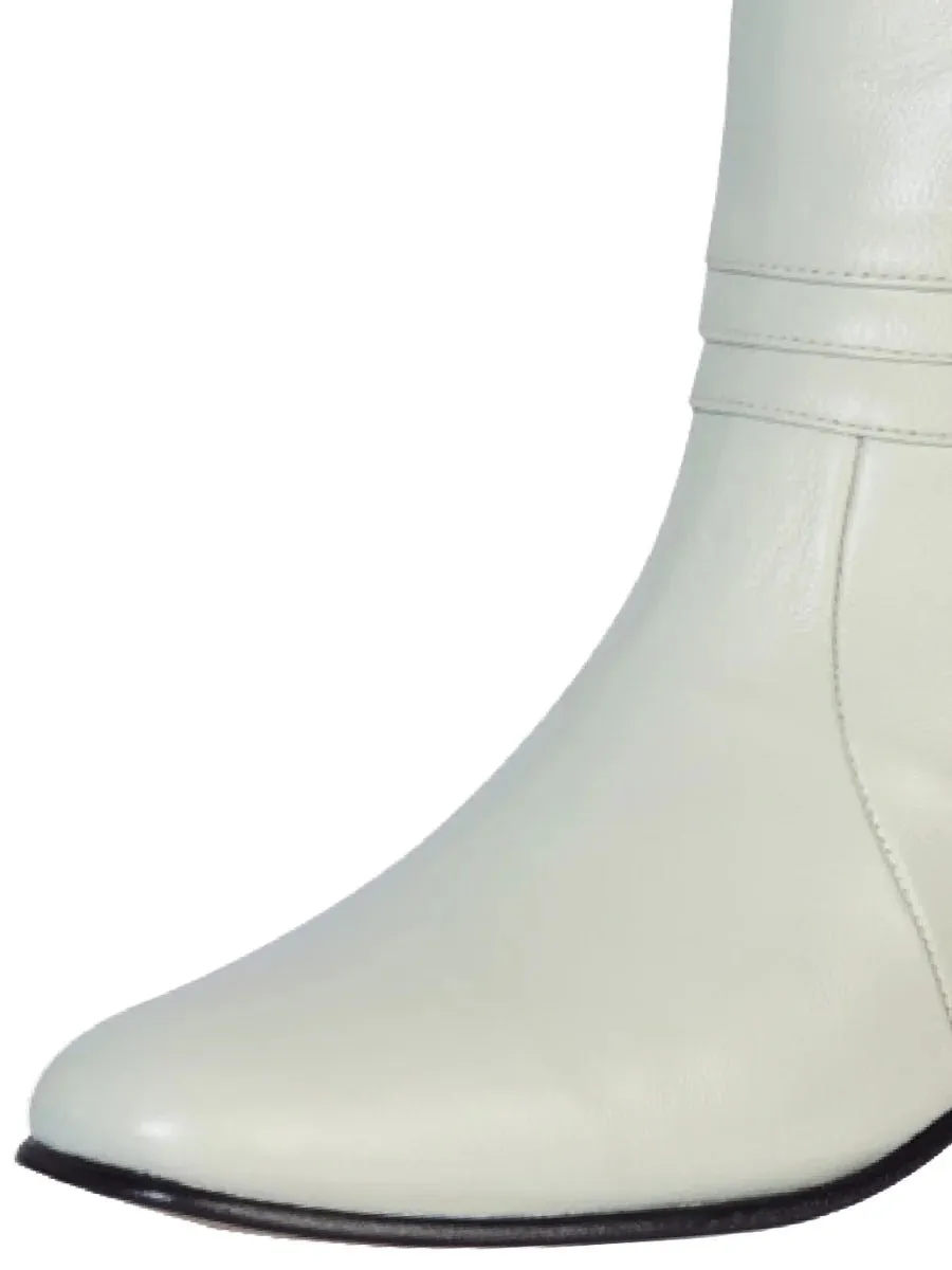 Men's Goat Leather Side Zipper Classic Dress Ankle Boots 'El Besserro' Bone 200