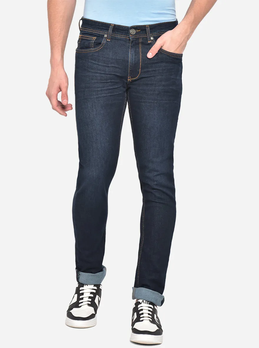Mid Blue Washed Narrow Fit Jeans | Greenfibre