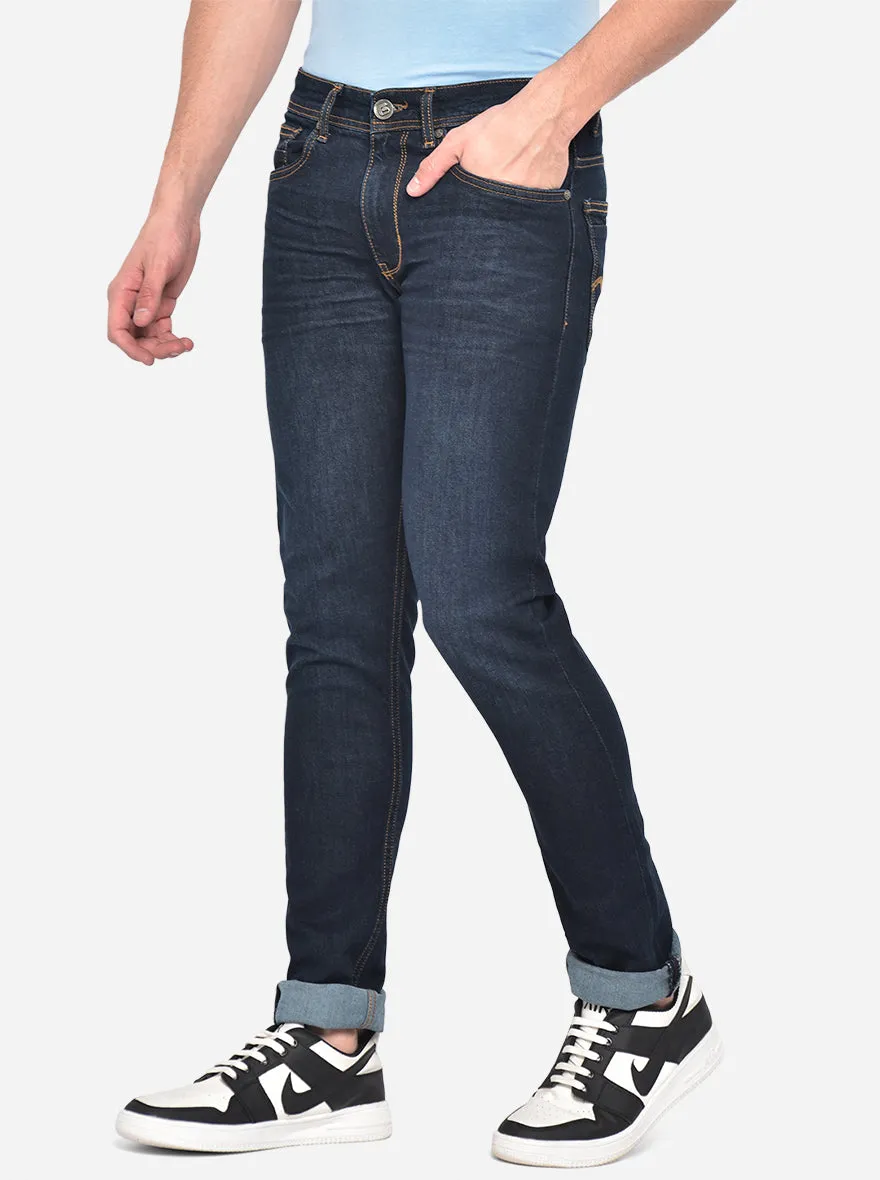 Mid Blue Washed Narrow Fit Jeans | Greenfibre