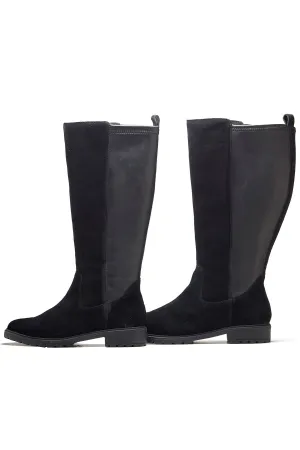 Milled Leather Black Long Boots