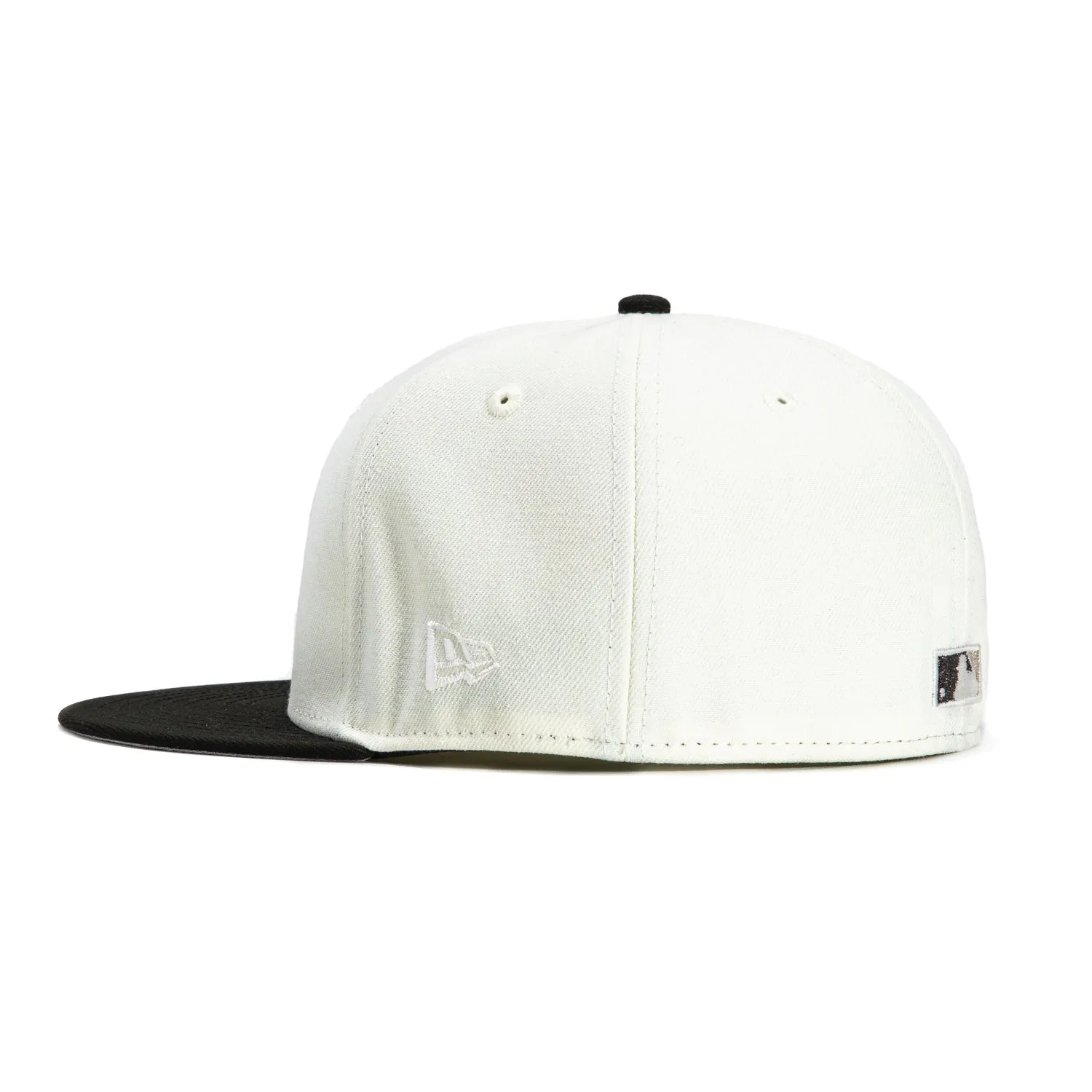 New Era 59Fifty Los Angeles Dodgers 2020 World Series Champions Patch Upside Down Hat - White, Black, Metallic Silver