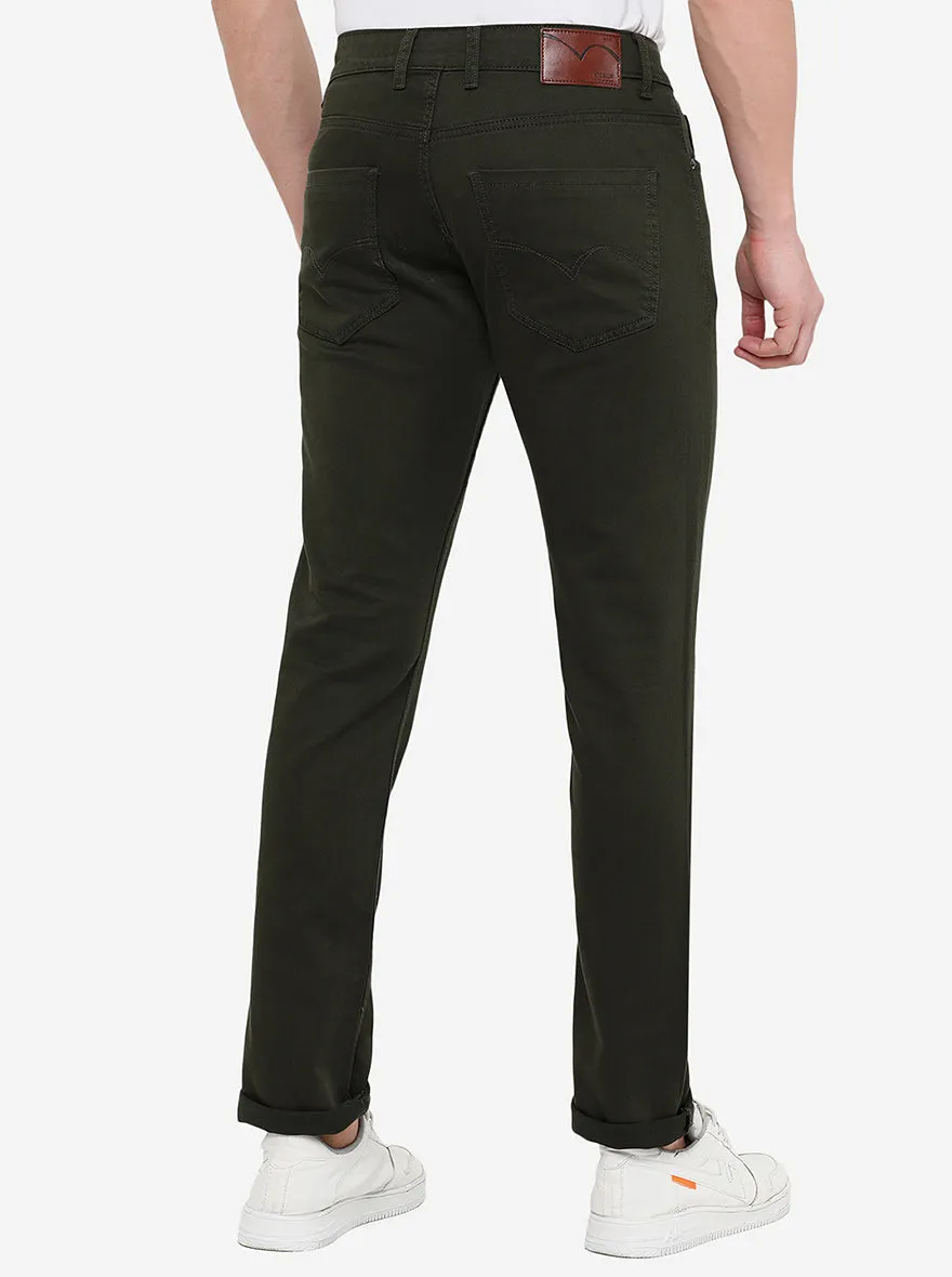 Olive Green Washed Slim Fit Jeans | JadeBlue