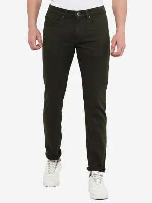 Olive Green Washed Slim Fit Jeans | JadeBlue