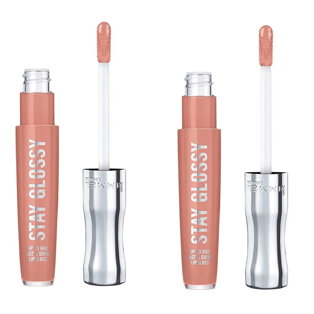 Pack of 2 Rimmel Stay Glossy 6HR Lip Gloss, Sunday Brunch # 020