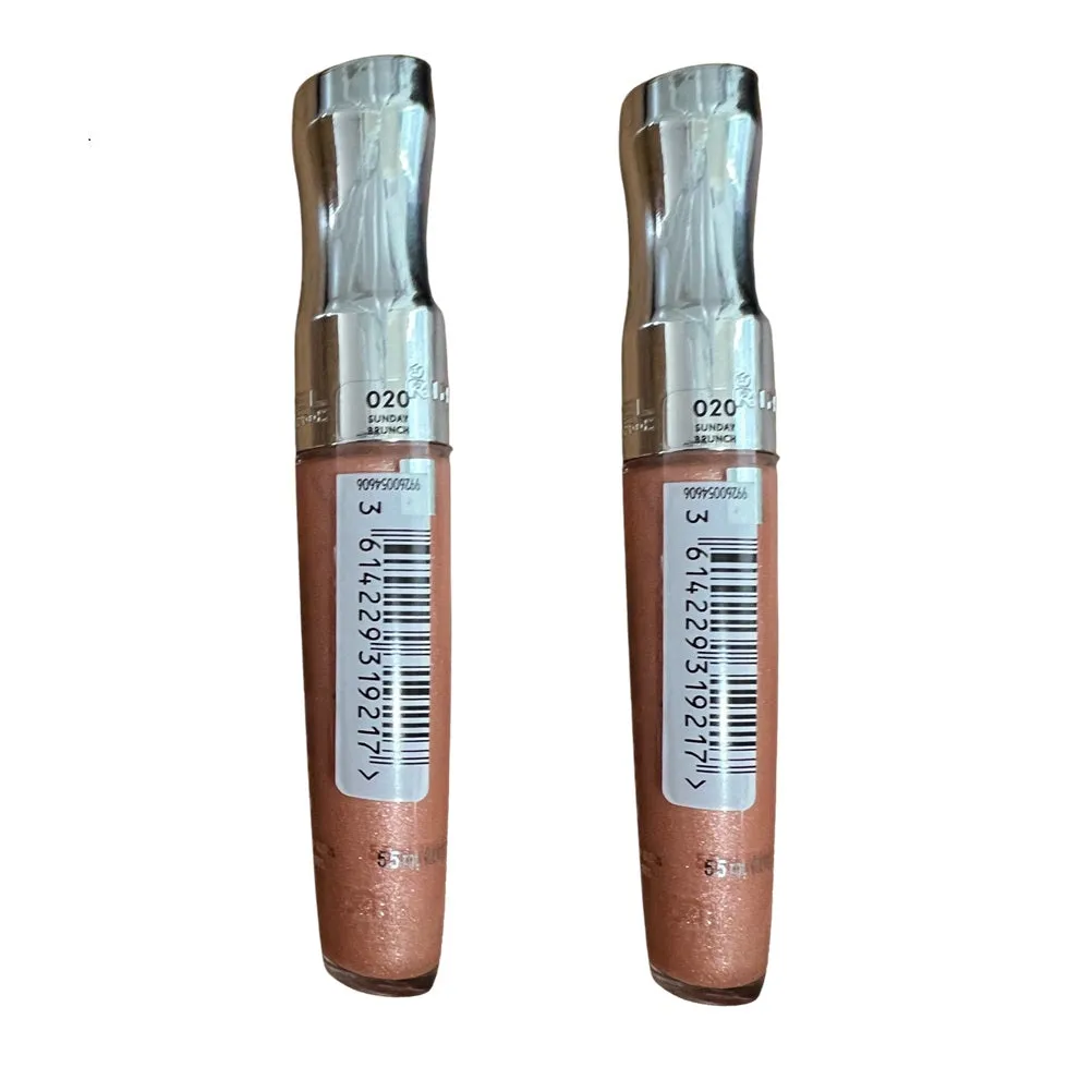 Pack of 2 Rimmel Stay Glossy 6HR Lip Gloss, Sunday Brunch # 020