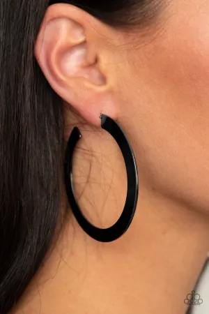 Paparazzi The Inside Track - Black Hoop Earrings