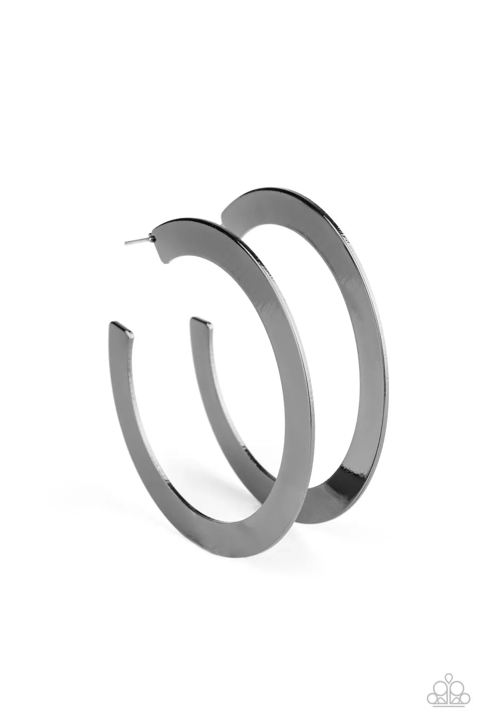 Paparazzi The Inside Track - Black Hoop Earrings