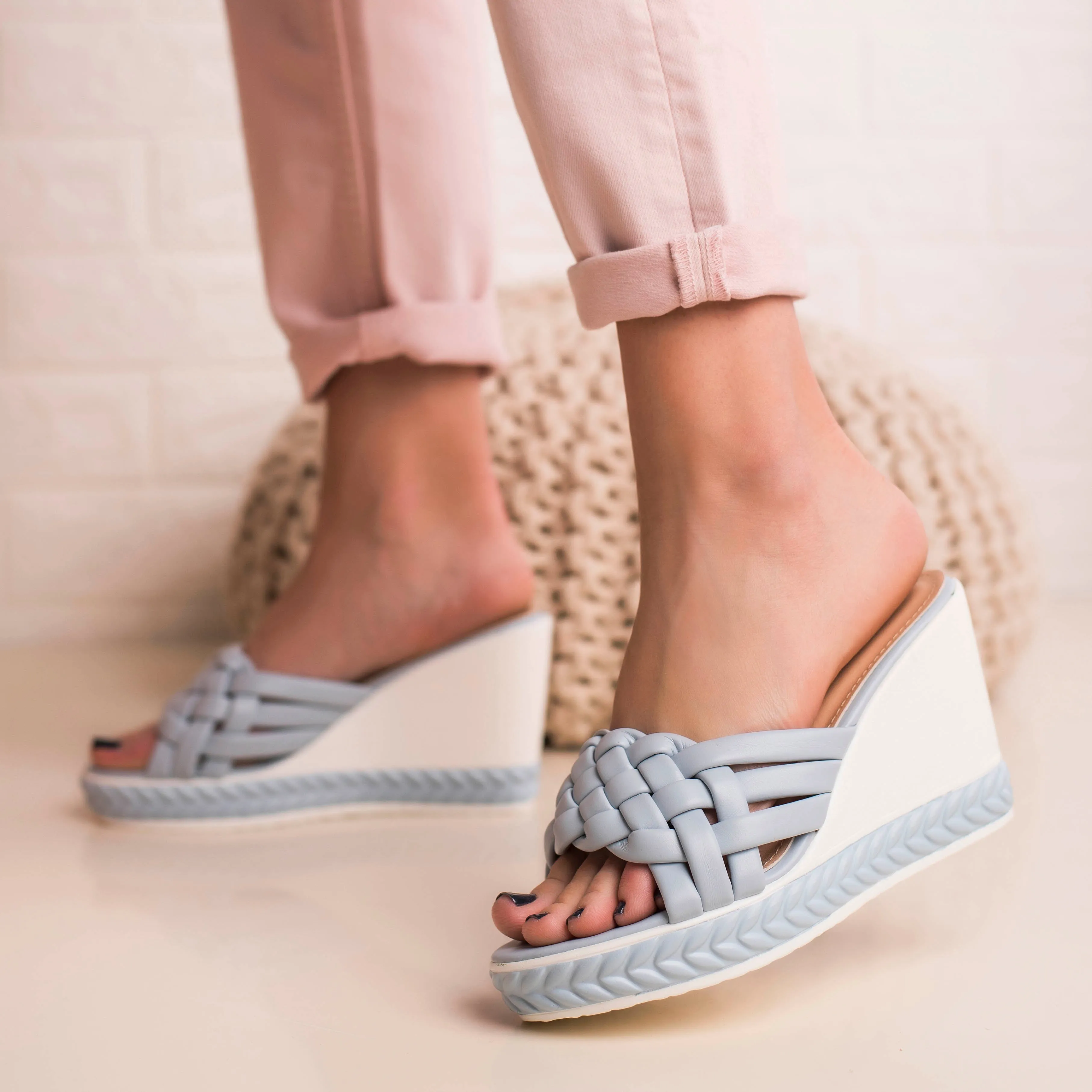Papuci dama cu platforma Stelia - Blue