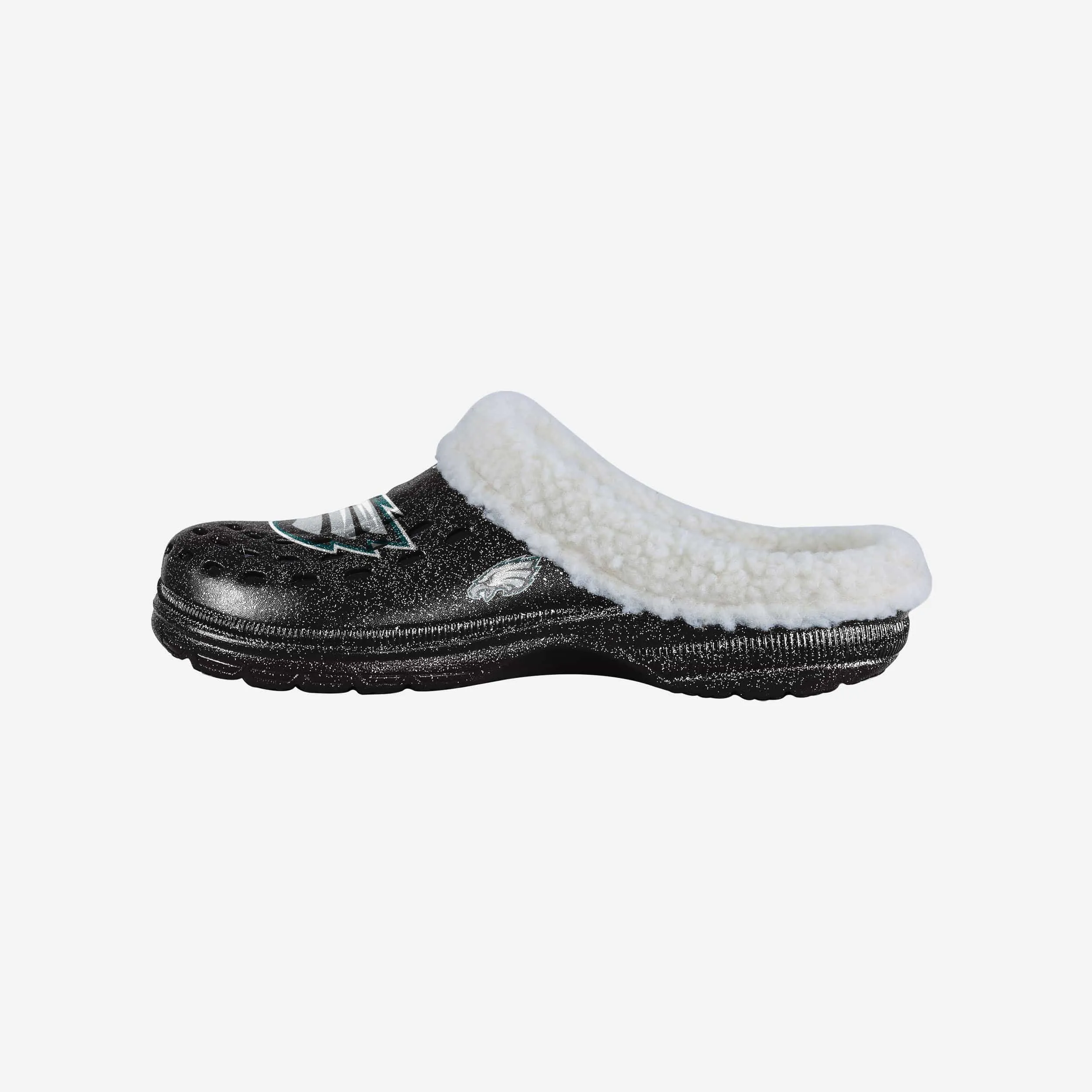 Philadelphia Eagles Womens Sherpa Lined Glitter Clog