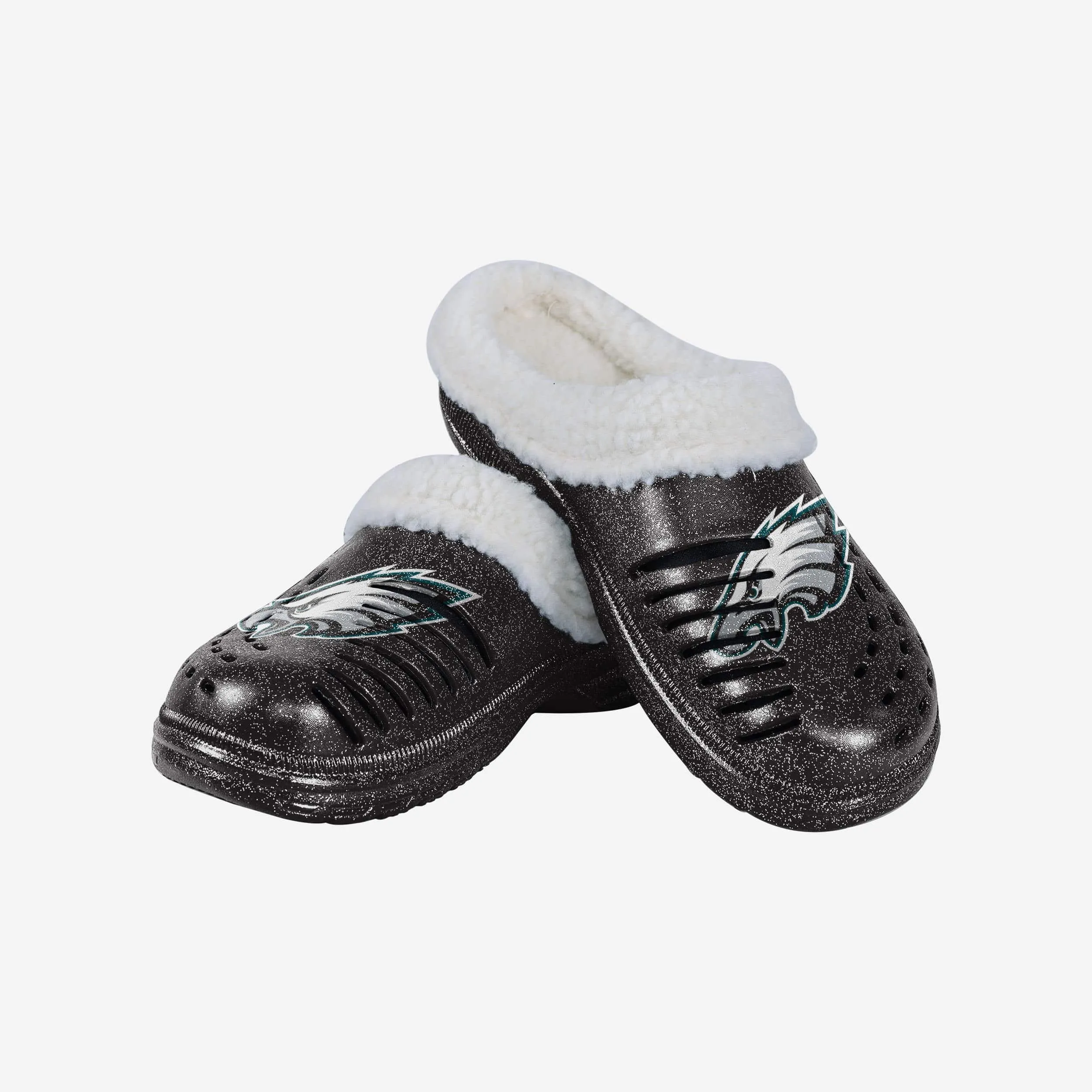 Philadelphia Eagles Womens Sherpa Lined Glitter Clog