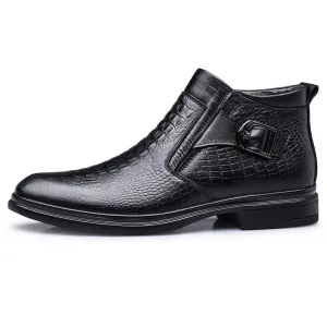 Philippe - Alligator Pattern Leather Ankle Boots