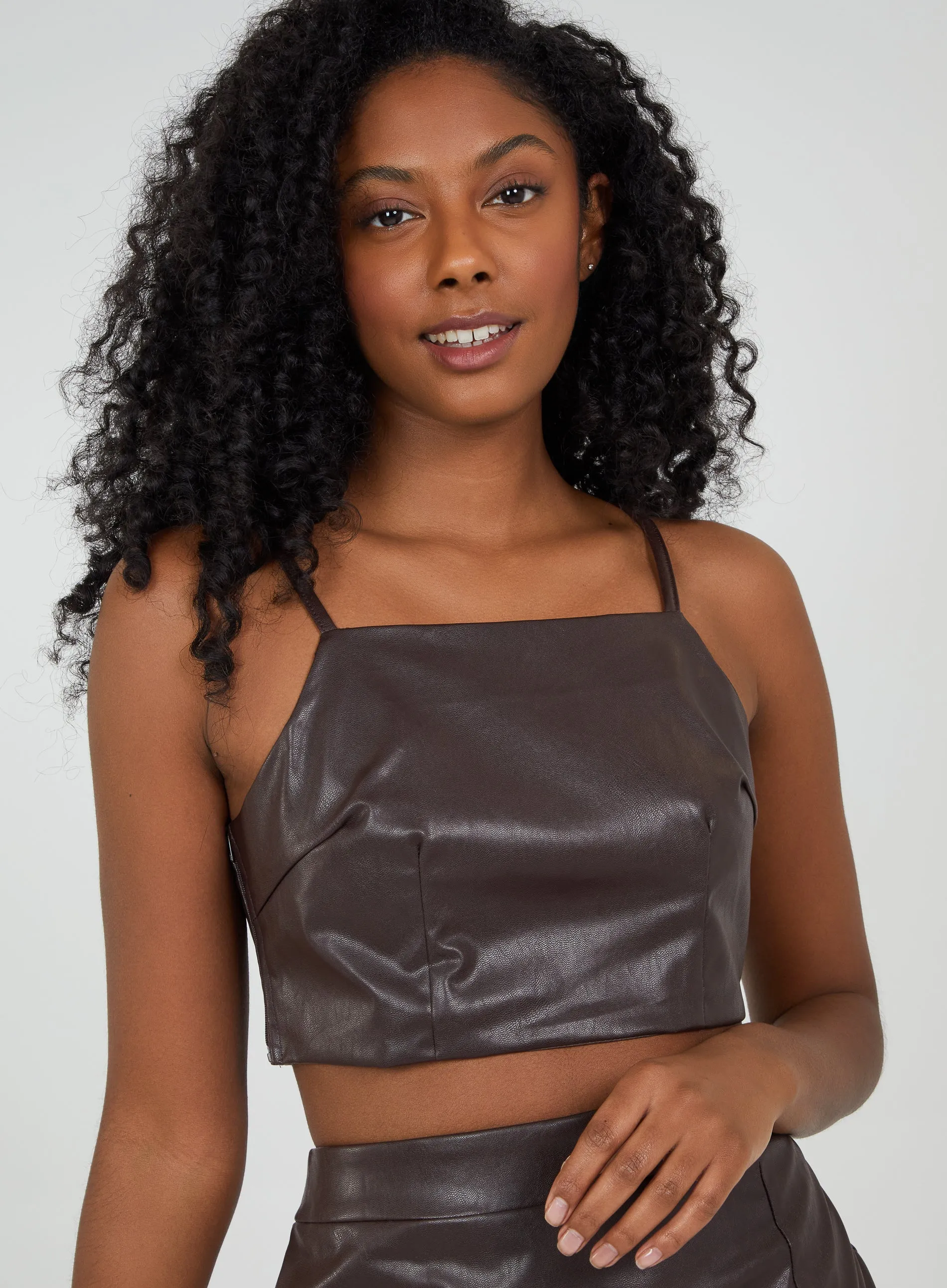 PU Crop Cami Top
