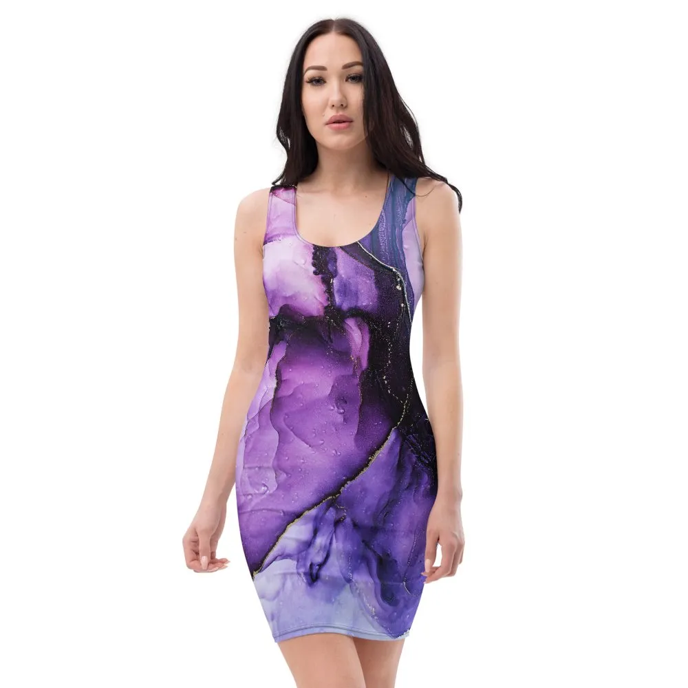 Purple Marble Fitted Dress