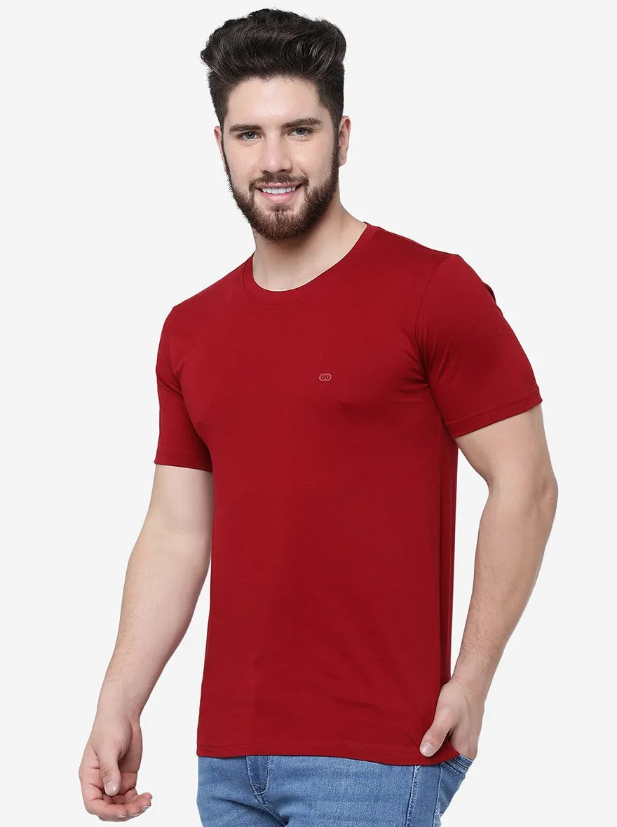 Red Solid Slim Fit T-Shirt | JadeBlue