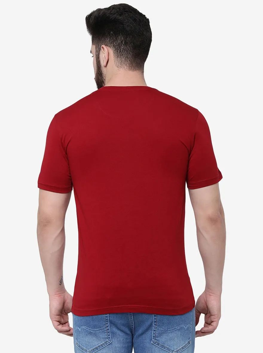 Red Solid Slim Fit T-Shirt | JadeBlue