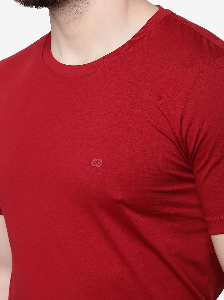 Red Solid Slim Fit T-Shirt | JadeBlue