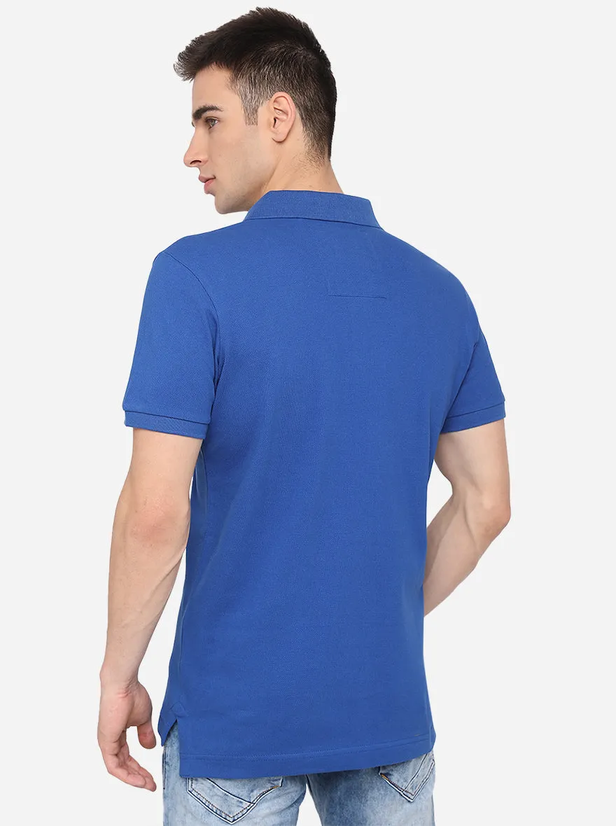 Royal Blue Solid Slim Fit Polo T-Shirt | JadeBlue