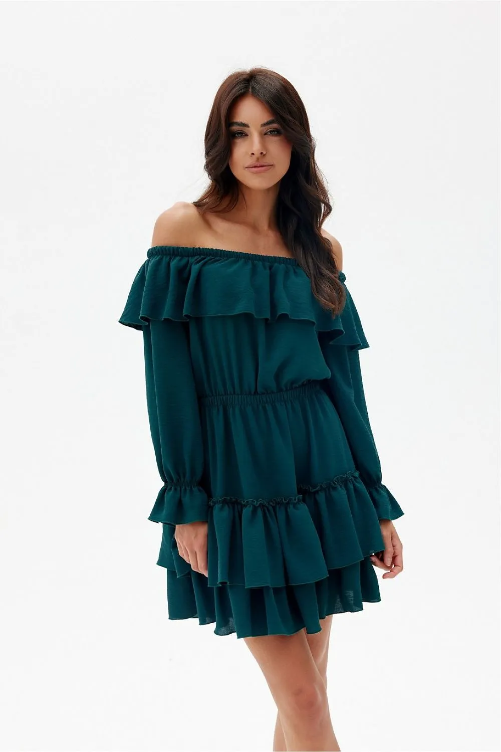 Ruffled Off-Shoulder Mini Dress